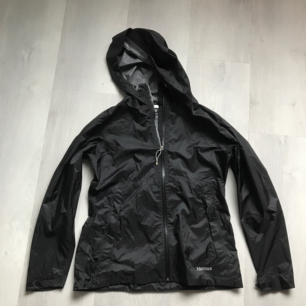 MARMOT BLACK JACKET LIGHTWEIGHT FULL ZIP WINDBREAKER WOMENS SMALL